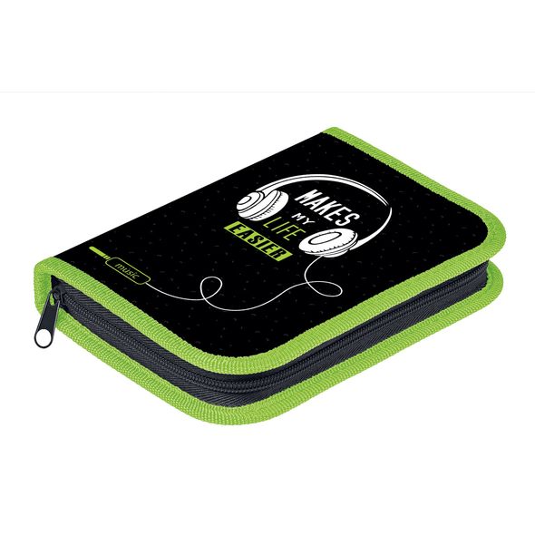 Пенал Hatber 190х130мм 1 отделение на молнии с откидной планкой Soft-touch -Music-  в индив.упак. , 